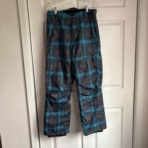 Triple Nickel 555 Blue & Black Plaid Ski Snow Pants - Size Small
